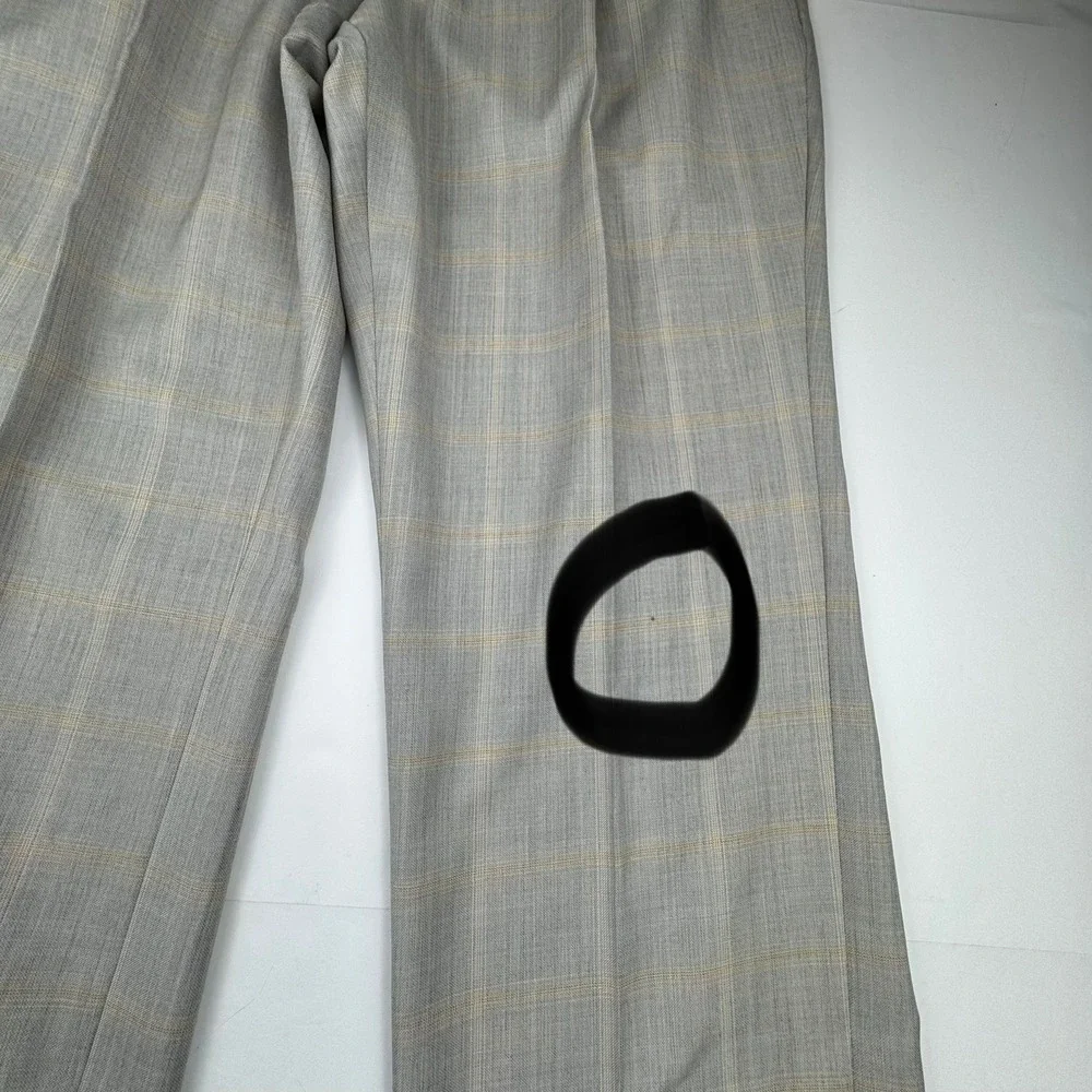 Coogi Luxe Dress Pants 38W Grey Wool Blend Plaid Pleated Cuffed Classic Trousers